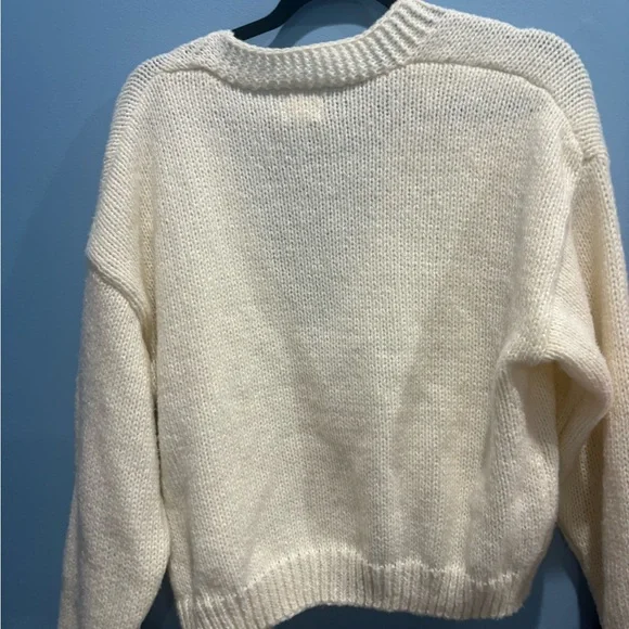 Dreamers Women's Cream Cardigan with Pink Strawberry Accents - Picture 3 of 5